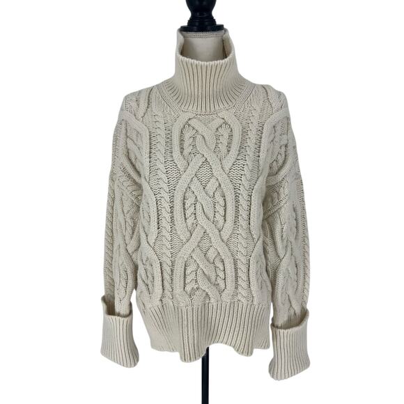 Citizens of Humanity Zola Cable-knit Cashmere Turtleneck Sweater in Ivory - Picture 5 of 14